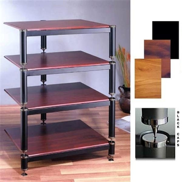 Vti Manufacturing VTI Manufacturing BL304BC 3 Black Capspike Black Poles 4 Cherry Shelves AV Stand BL304BC - main